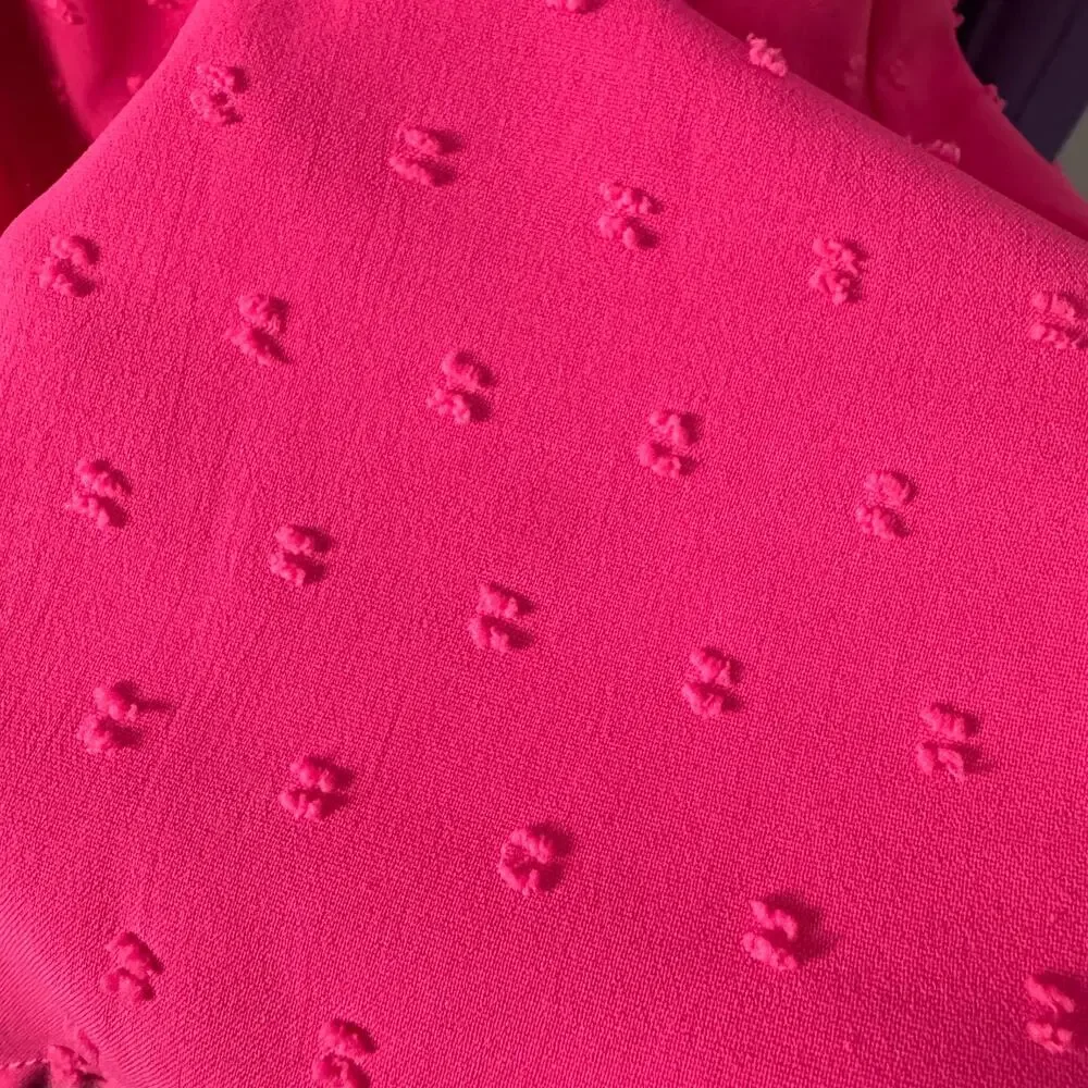 SHEIN Curve 4XL Hot Pink Smocked Babydoll Dress Swiss Dot Ruffle Sleeves